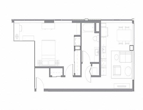 Alley 111 Luxury Apartments in Bellevue, Washington 1x1 Floor Plan